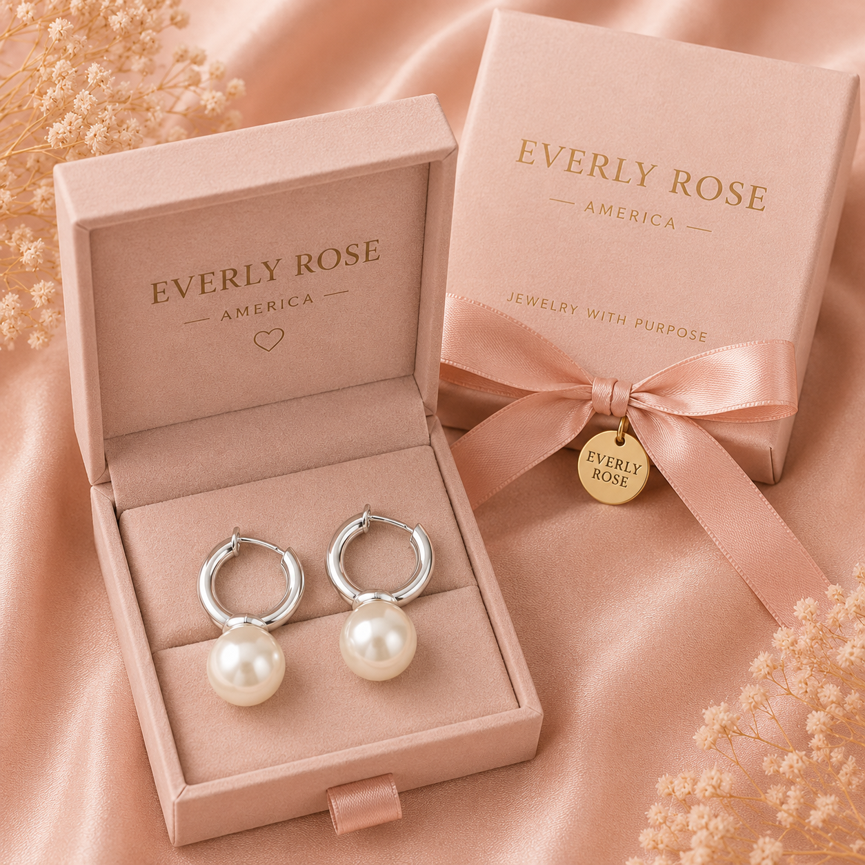 Breast Cancer Awareness | Silver Classic Pearl Earrings