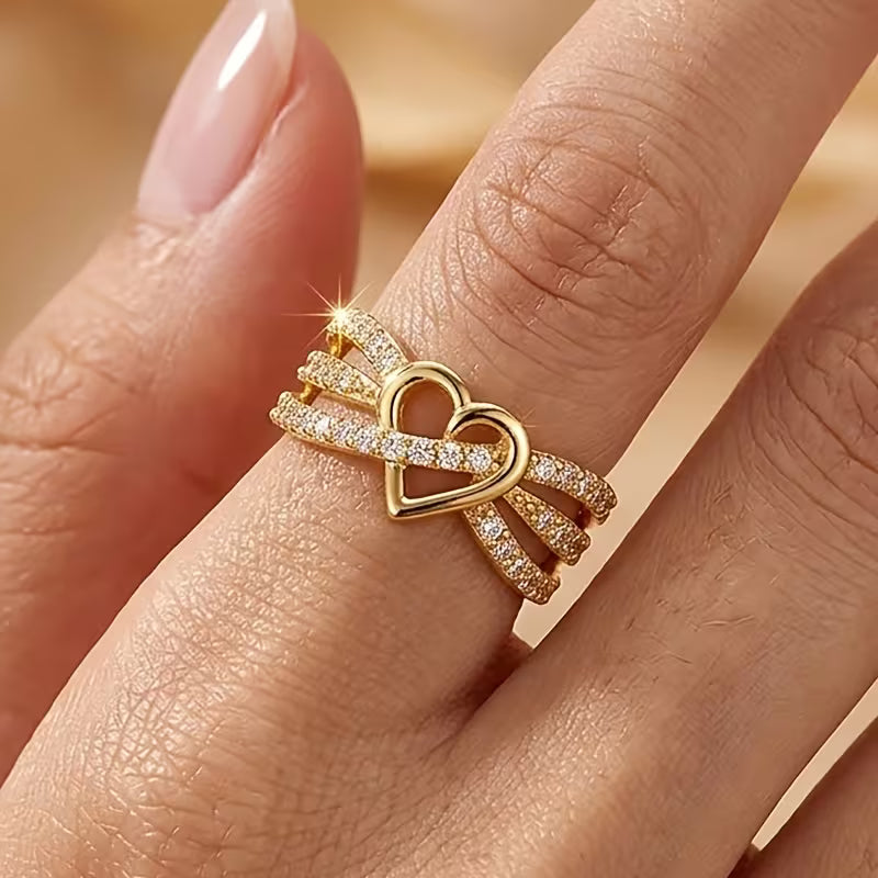 Gold Heart Sparkle Ring