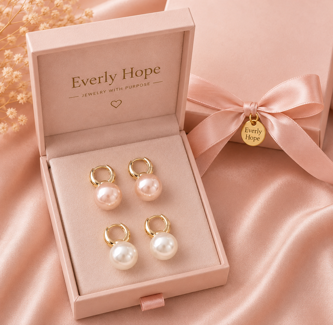 Breast Cancer Awareness Classic Pearl Earrings
