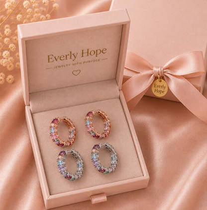 Breast Cancer Awareness | Exclusive Hope Earrings Multi-Coloured Crystals