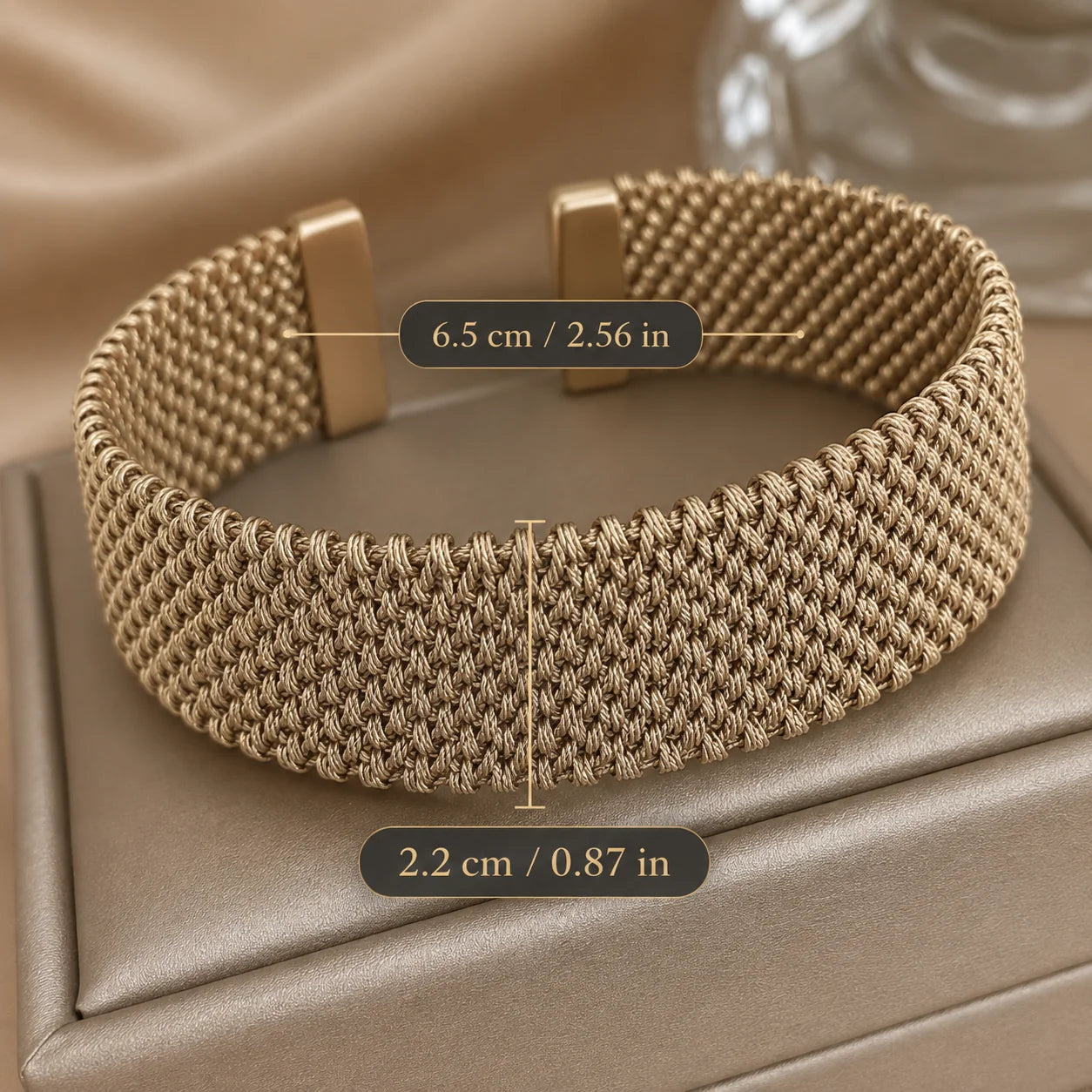 Breast Cancer Awareness | Vintage Braided Mesh Open Classic Bracelet
