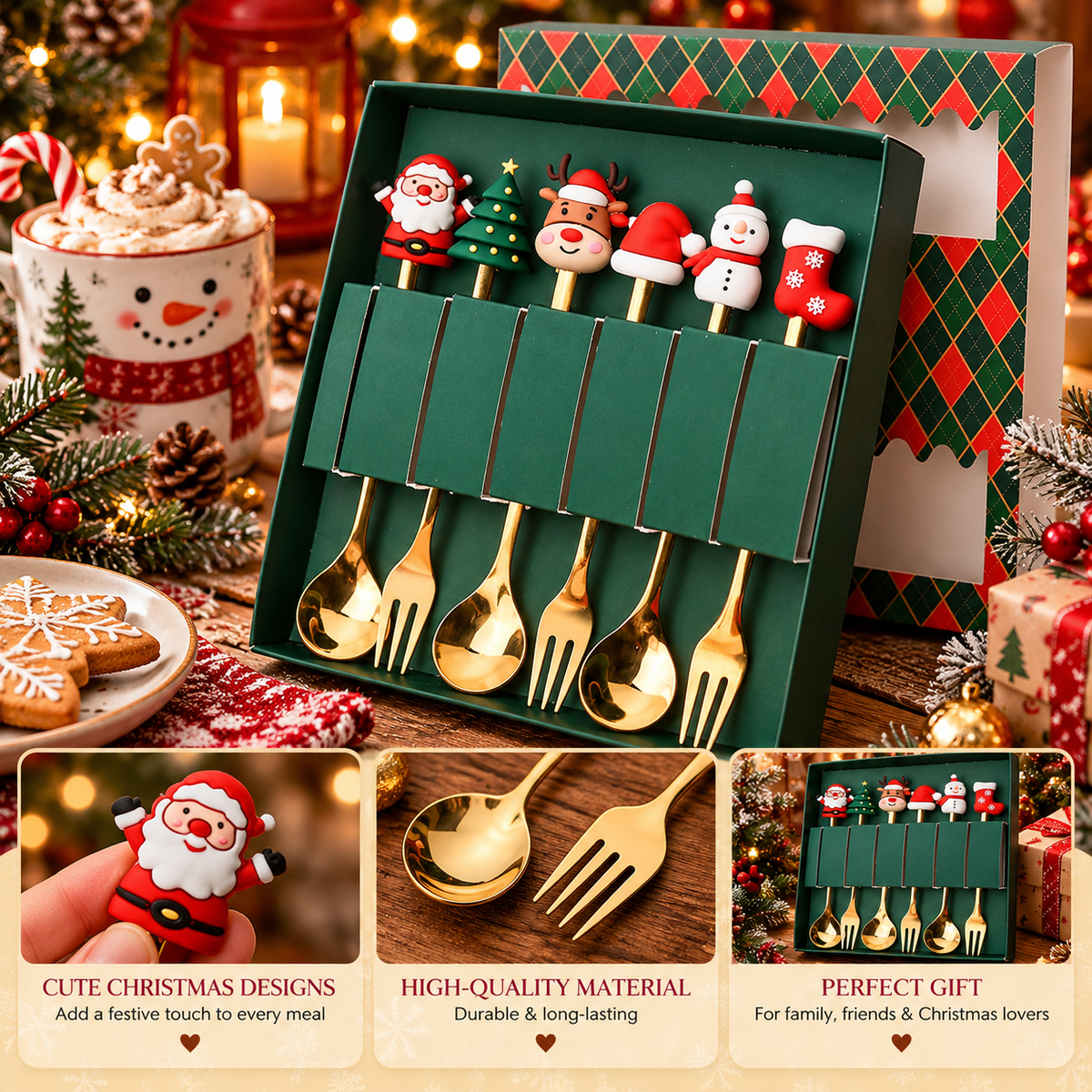 Christmas Cheer™ – 6-Piece Festive Spoon & Fork Set