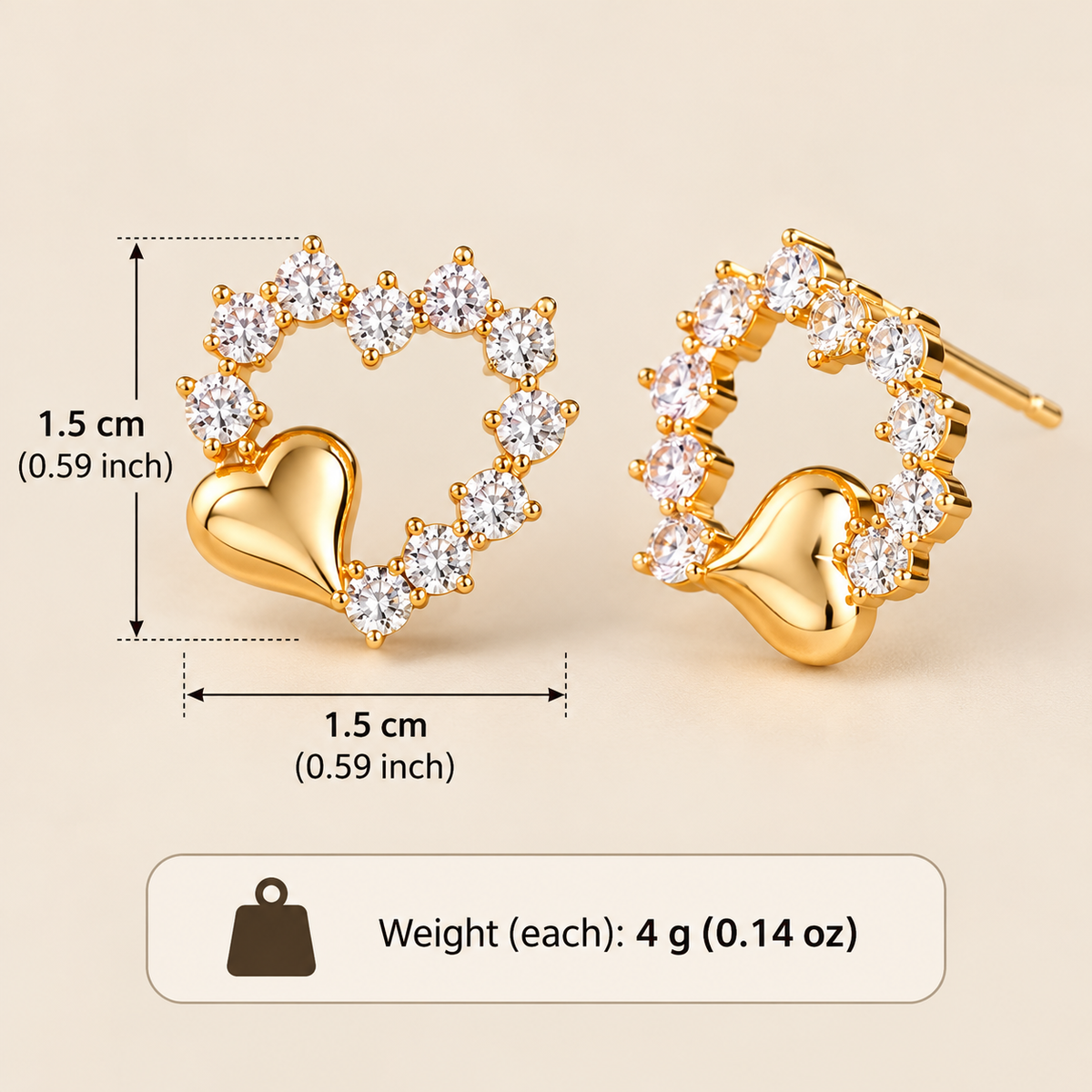 Everly Hope™ Sparkling Heart Earrings – Elegant Crystal Love Studs