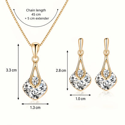 Elegant Gold Crystal Jewelry Set