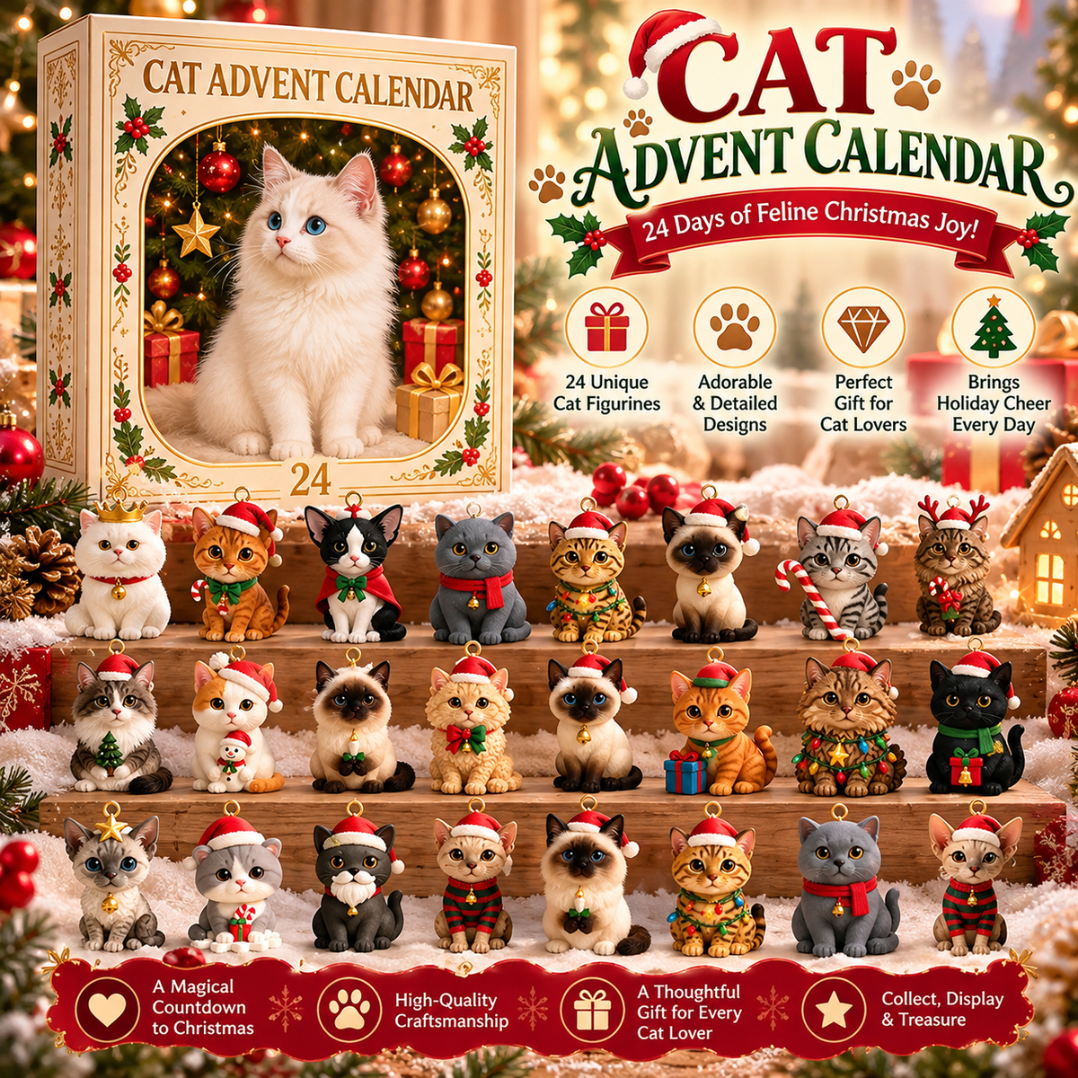 Cat Advent Calendar 2026 – 24 Adorable Christmas Cat Ornaments