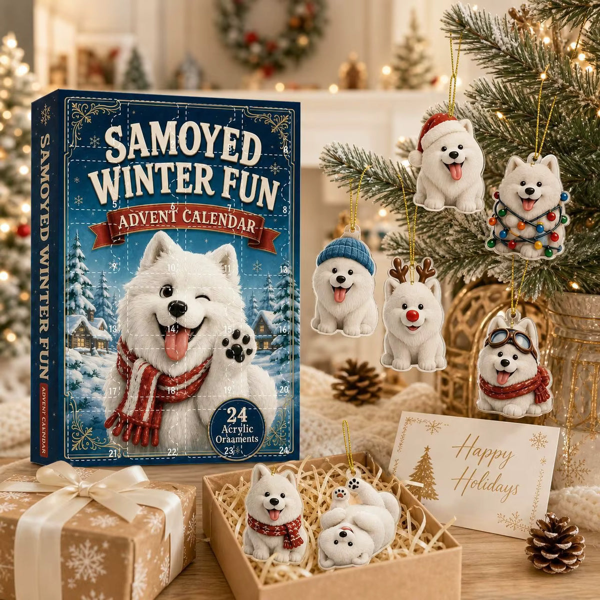 Samoyed Advent Calendar – 24 Adorable Christmas Dog Ornaments