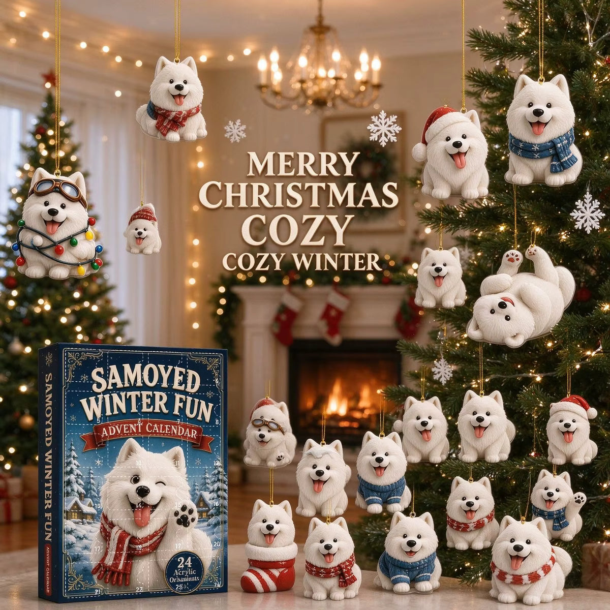 Samoyed Advent Calendar – 24 Adorable Christmas Dog Ornaments