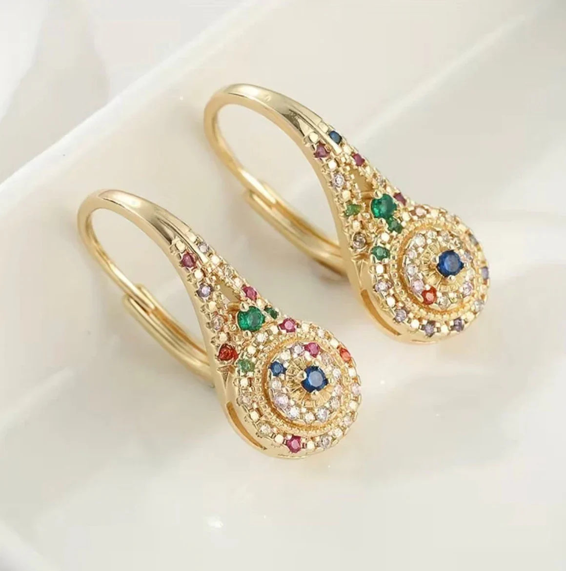 Multicolor Sparkle Elegance Breast Cancer Awareness Earrings