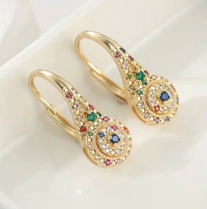 Multicolor Sparkle Elegance Breast Cancer Awareness Earrings
