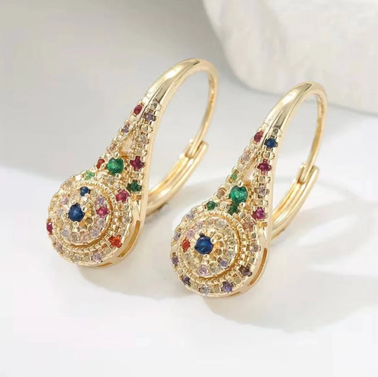 Multicolor Sparkle Elegance Breast Cancer Awareness Earrings