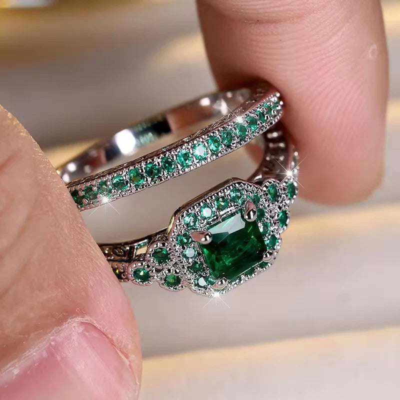 Emerald Promise of Hope 2-piece Ring | Ovarian Cancer Awareness