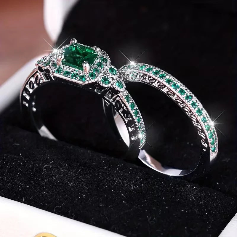 Emerald Promise of Hope 2-piece Ring | Ovarian Cancer Awareness
