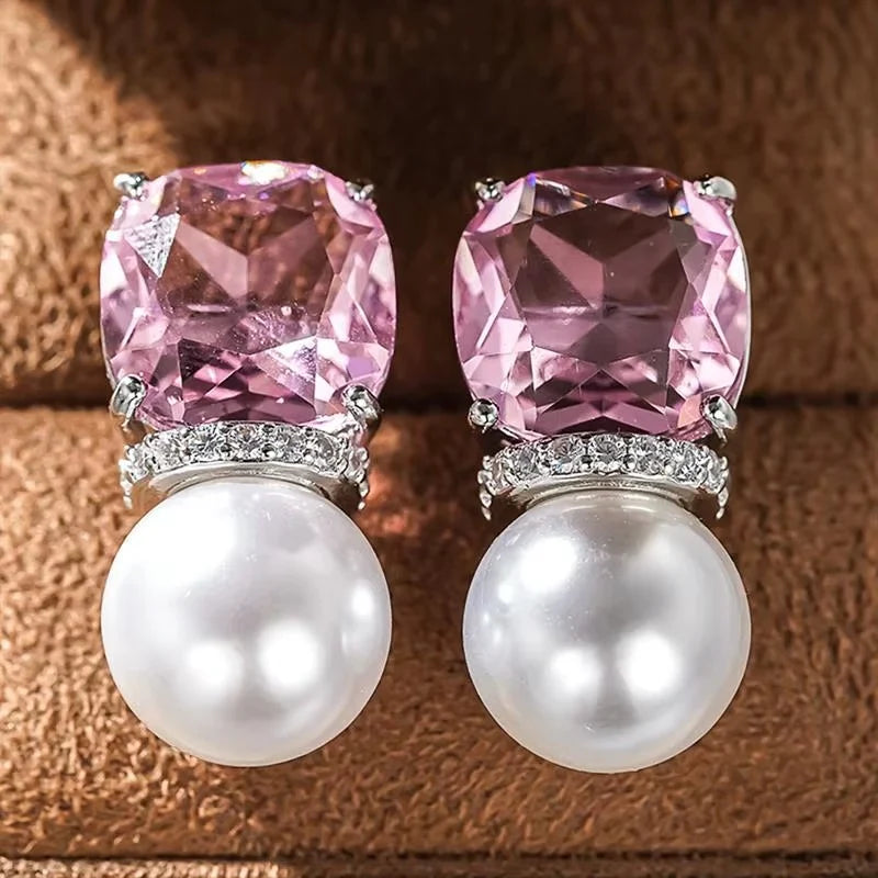 Pink Ribbon Pearl Earrings | Breast Cancer Awareness