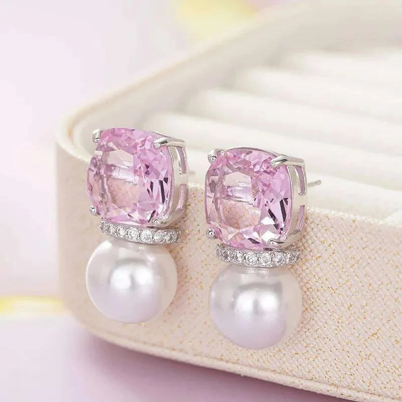 Pink Ribbon Pearl Earrings | Breast Cancer Awareness