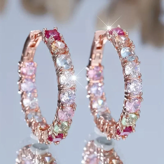 Breast Cancer Awareness | Exclusive Hope Earrings Multi-Coloured Crystals