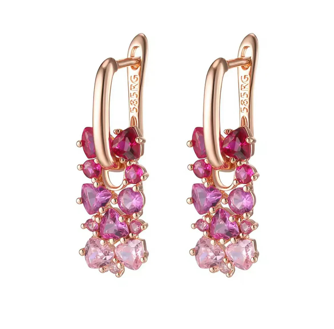 Breast Cancer Awareness Gradient Stone Earrings