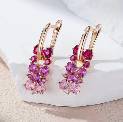 Breast Cancer Awareness Gradient Stone Earrings