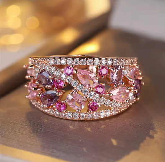 Wear the Hope Breast Cancer Awareness Classis Stoned Ring
