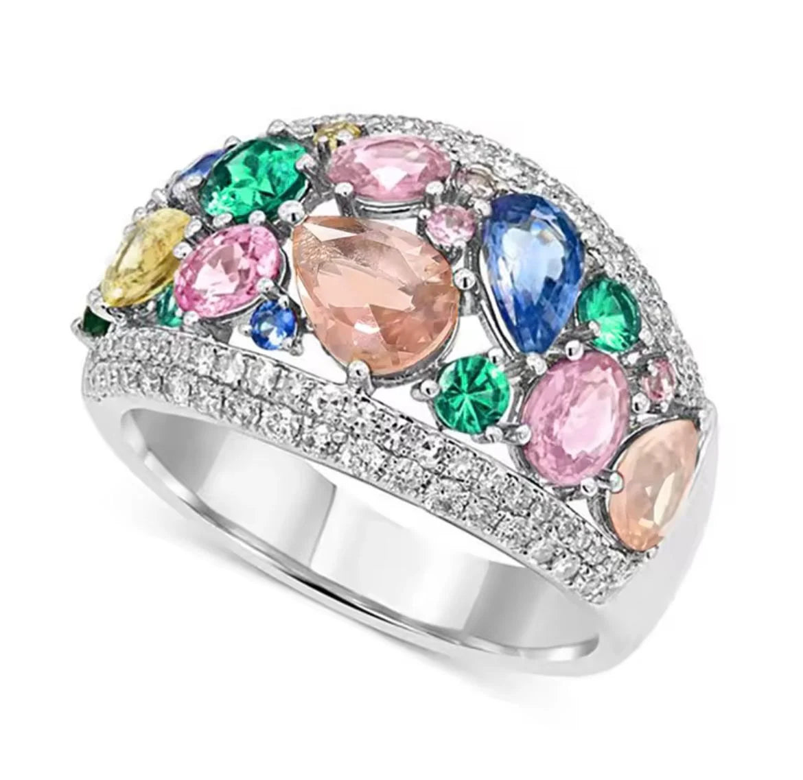 Wear the Hope Breast Cancer Awareness Multicolored Stone Ring