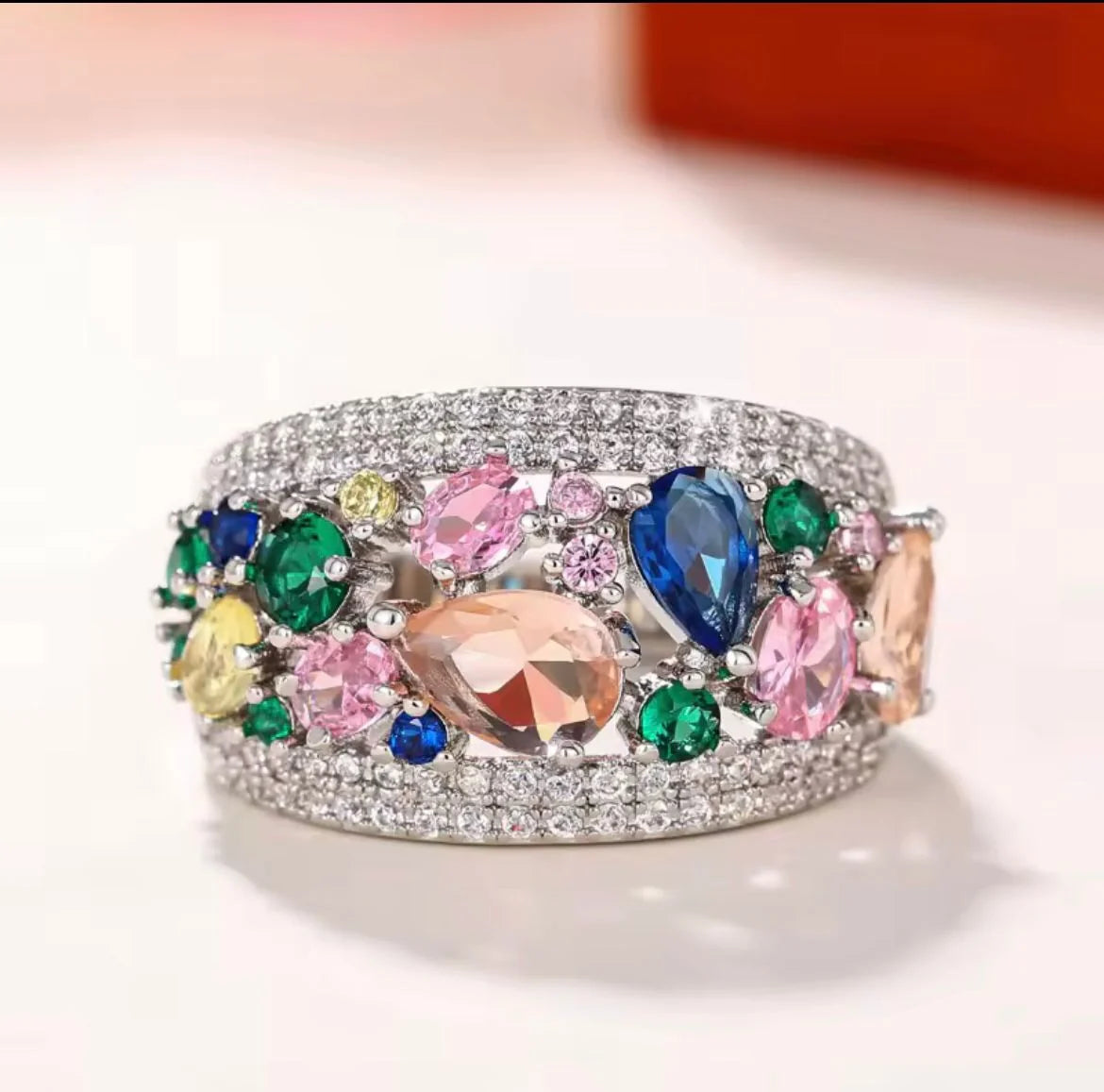 Wear the Hope Breast Cancer Awareness Multicolored Stone Ring