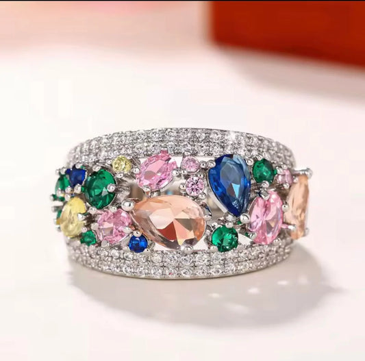 Wear the Hope Breast Cancer Awareness Multicolored Stone Ring