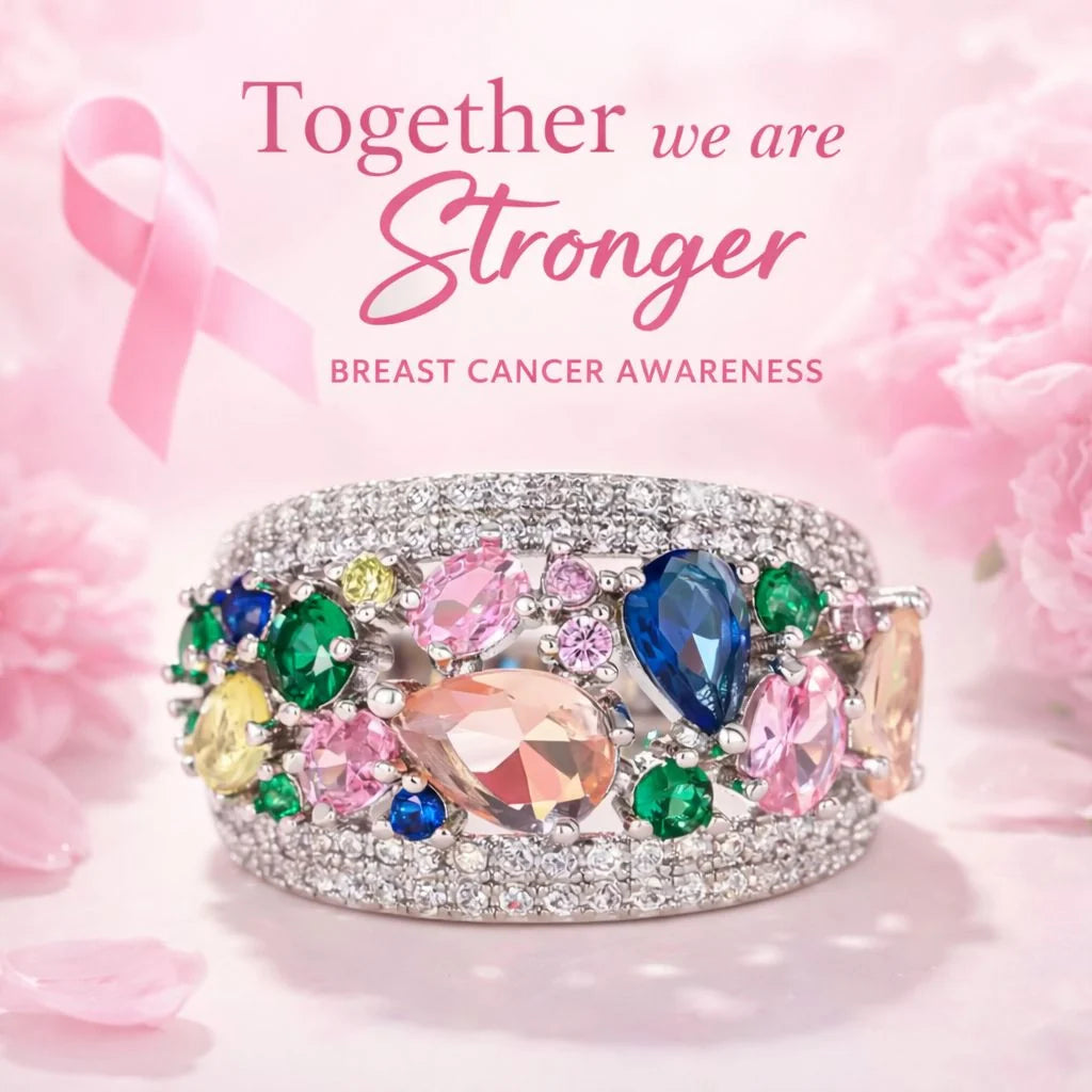 Wear the Hope Breast Cancer Awareness Multicolored Stone Ring