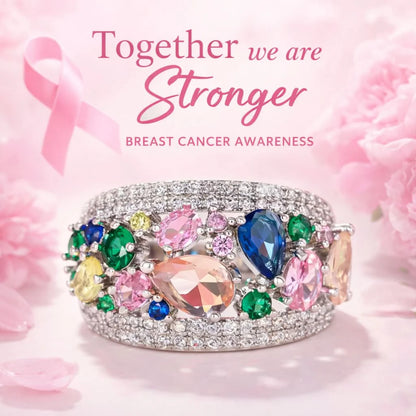 Wear the Hope Breast Cancer Awareness Multicolored Stone Ring