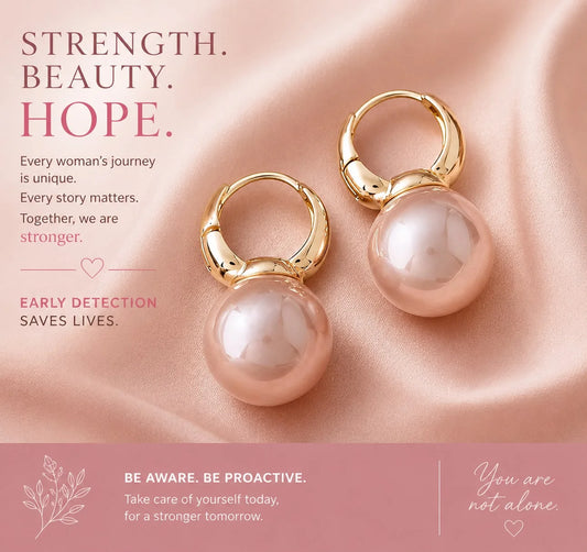 Breast Cancer Awareness Classic Pearl Earrings