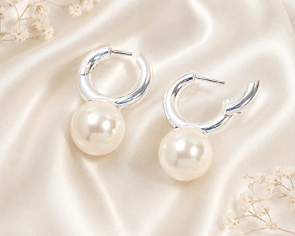 Breast Cancer Awareness | Silver Classic Pearl Earrings