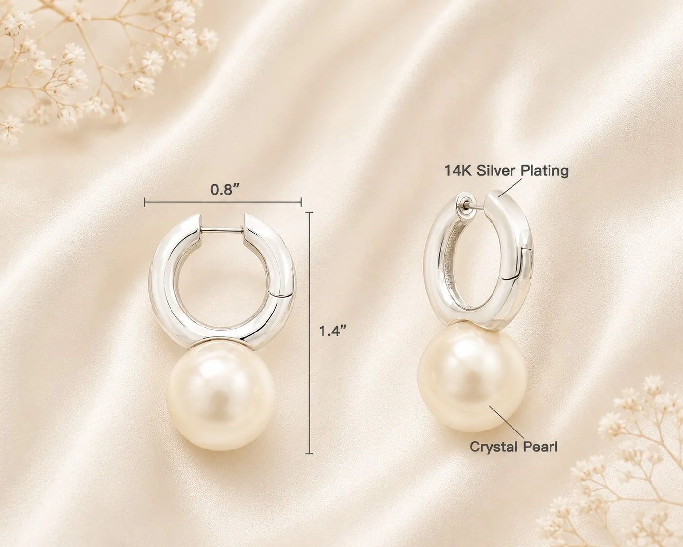 Breast Cancer Awareness | Silver Classic Pearl Earrings