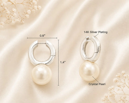 Breast Cancer Awareness | Silver Classic Pearl Earrings