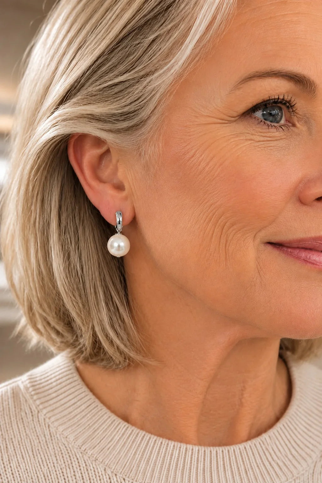 Breast Cancer Awareness | Silver Classic Pearl Earrings