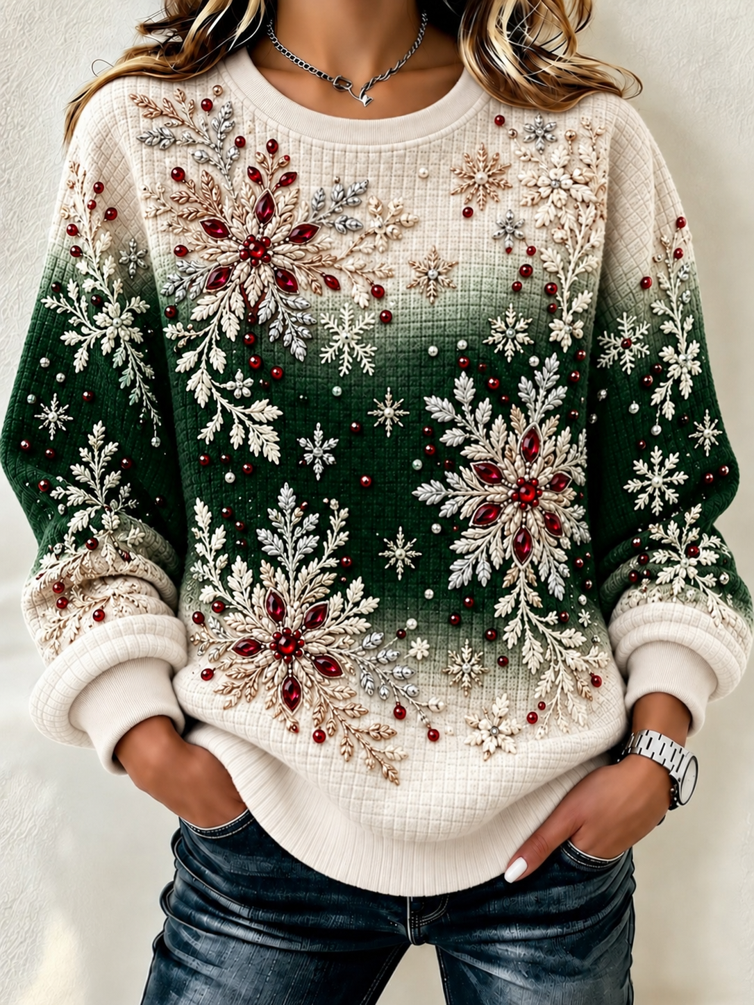Snowflake Print Sweatshirt