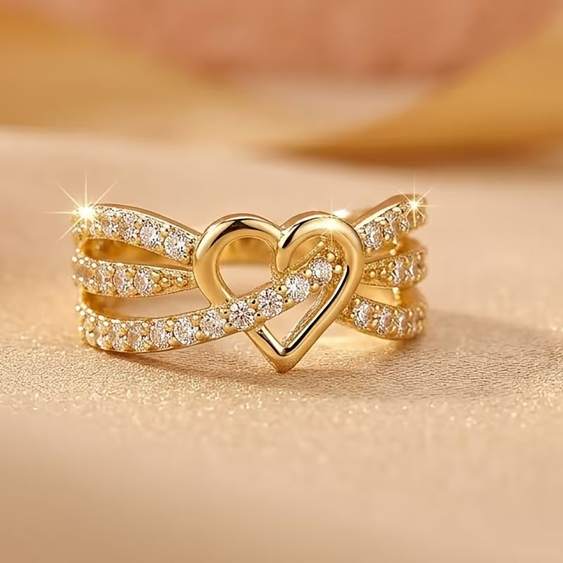 Gold Heart Sparkle Ring