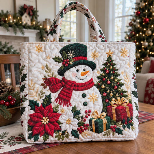 Snowman Wishes™ – Christmas Quilted Tote Bag
